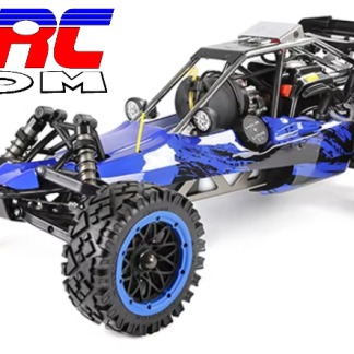 Rovan 360 Gas long body blue 1/5 scale buggy with a 36cc gasoline engine, Dominator exhaust, and 2.4G radio system. 360-BLU-35-36-B-2