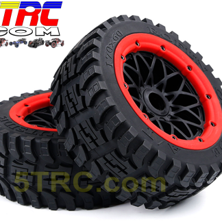 All Terrain 170×60mm Front Tire & Wheel Combo, Red Rim Bead (Pair of 2)
