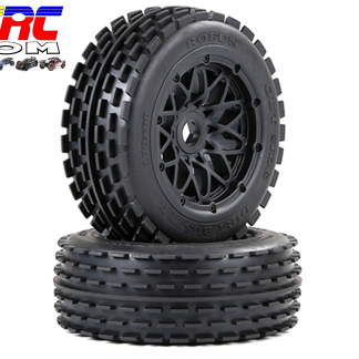 Dirt Buster 170×60 mm Front Tire & Wheel Combo, Black Rim Bead (Pair of 2)