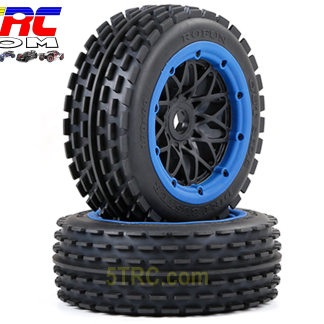 Dirt Buster 170×60 mm Front Tire & Wheel Combo, Blue Rim Bead (Pair of 2)