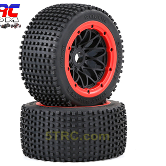 Dirt Buster 170×80 mm Rear Tire & Wheel Combo, Red Rim Bead (Pair of 2)