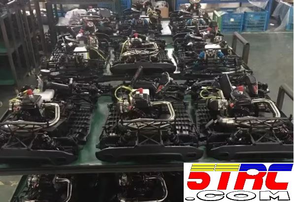 Rovan LT450 1/5 scale black 45cc 4WD gas truck with 3-stage differentials, large fuel tank, roll cage, and 2.4G radio. LT450-BLK-07-45-T-4