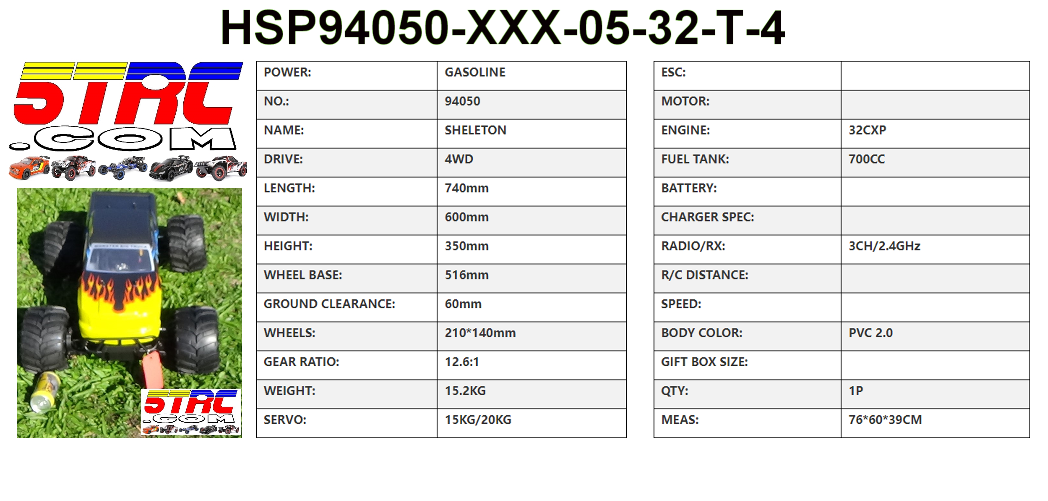 HSP 1/5 Scale 32CC Gasoline RC 4WD Ready To Run with Radio - Image 34