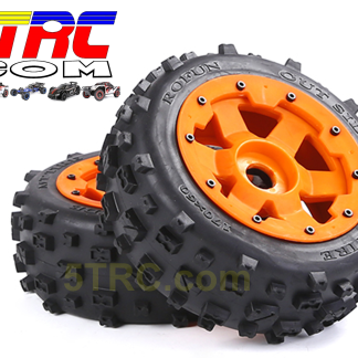 Rovan 170x60 MT Tires Assembly on Orange Wheels Part #850733 for 1/5 Scale RC Trucks and Buggies