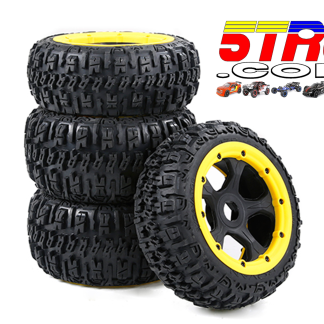 Tires & wheels set on black wheels yellow bead 24mm hex #854905