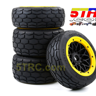 Rovan Street Tires on black wheels yellow bead 24mm hex #854975