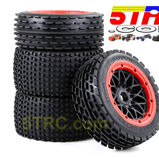 Rovan Slicks racing tire set black wheels red bead 24mm hex #855122