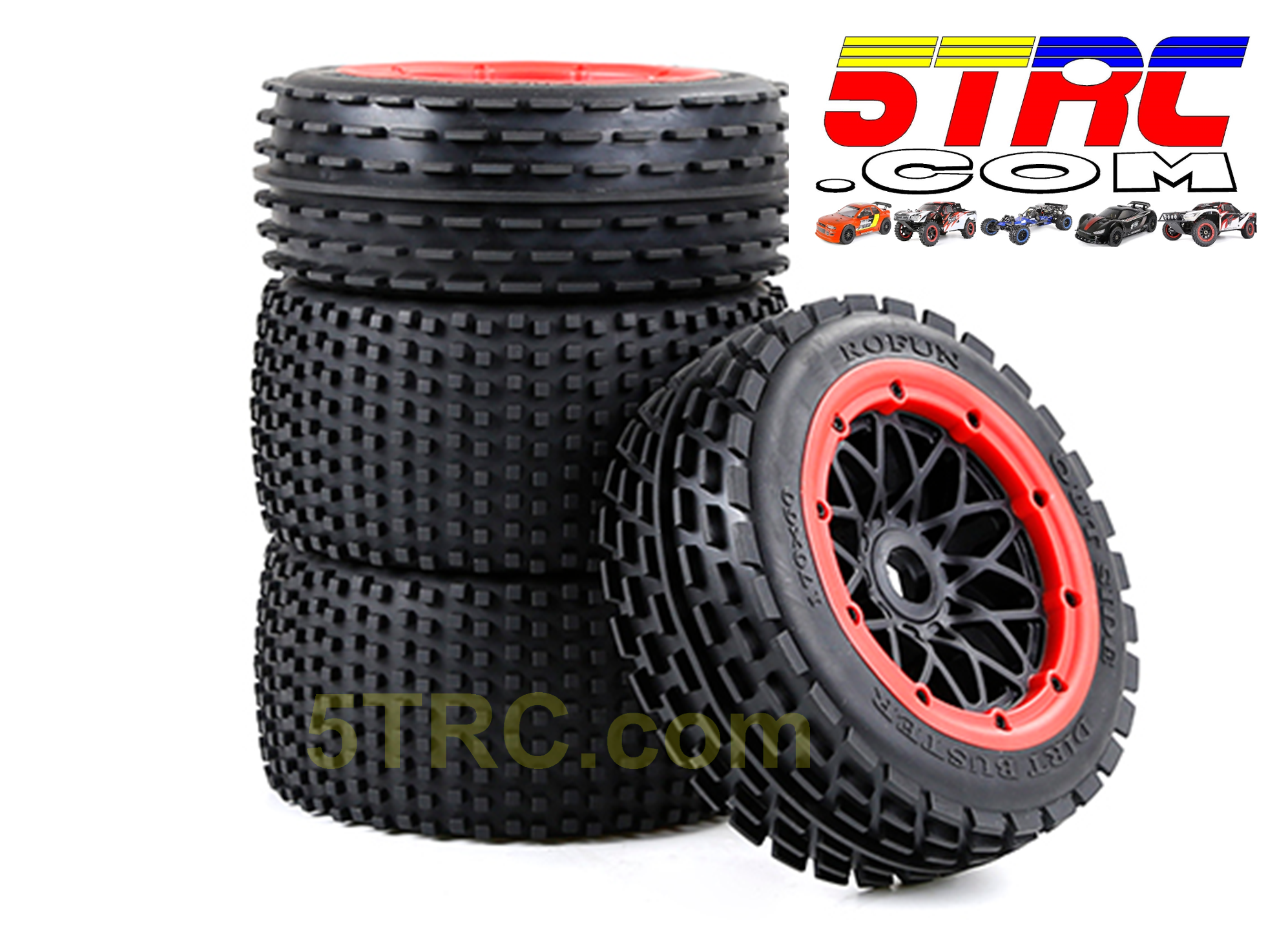 Rovan Slicks racing tire set black wheels red bead 24mm hex #855122
