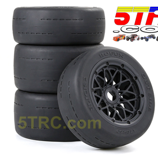 Rofun Slicks racing tire set on black wheels 24mm hex #855121