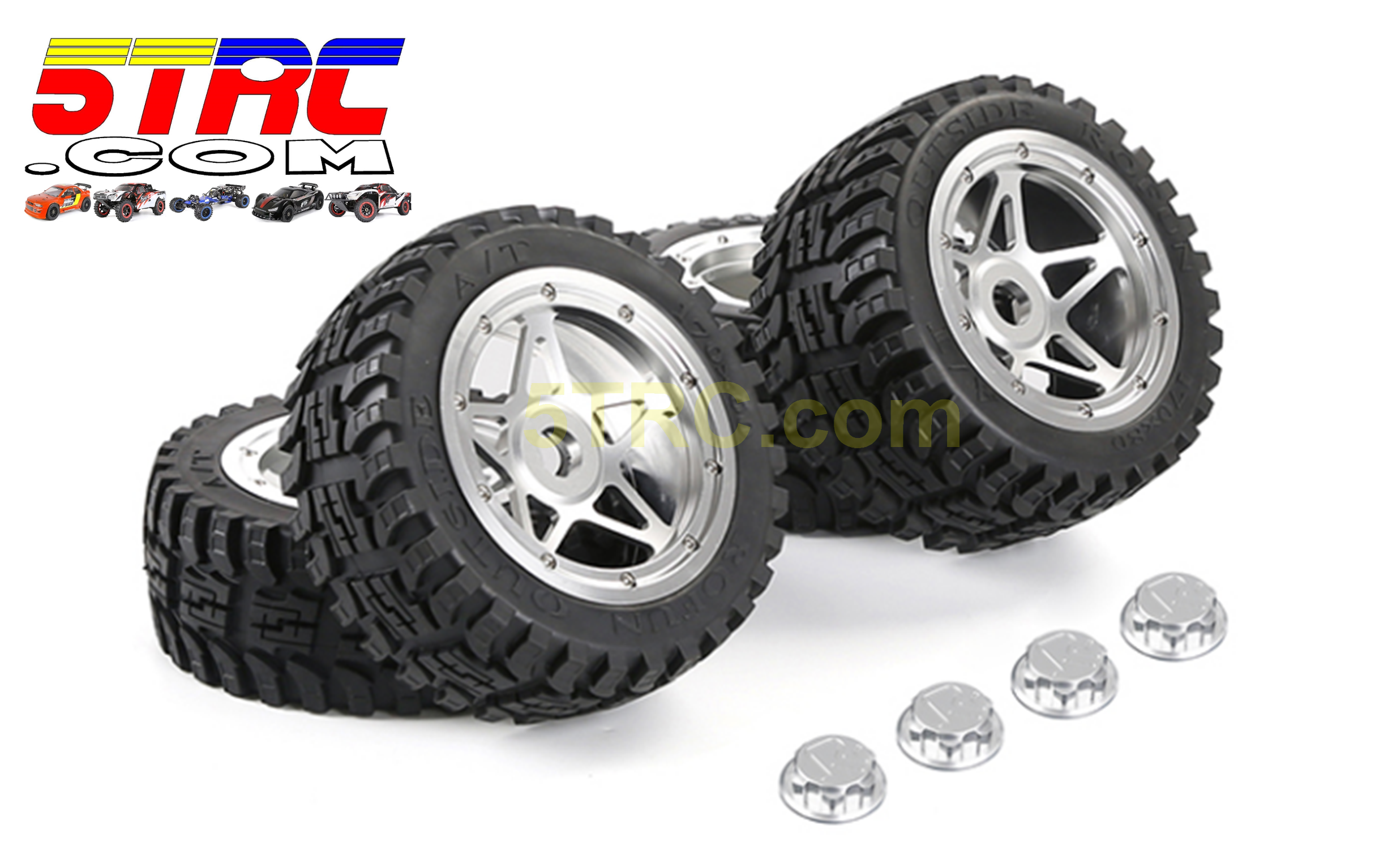 Rovan 5B CNC wheels metal star rim polished aluminum set of 4 #855332