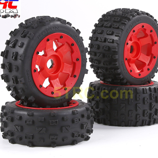 RC Tire set of 4 MT on red wheels 1/5 scale 24mm hex #855572
