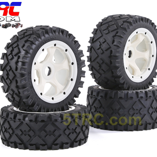 Rovan All Terrain Tires diamond tread on white wheels #855581