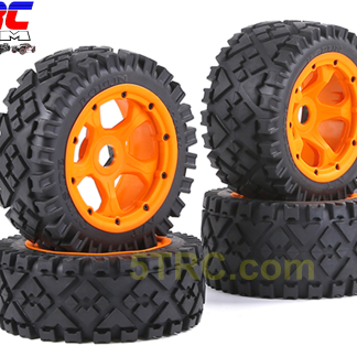 Rovan RC Tires All Terrain diamond tread on orange wheels #855583