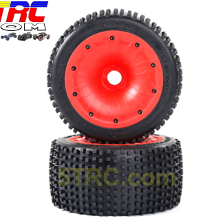 Rovan 1/5 Scale Dirt Buster tires 170x80mm pair on red dish wheels #952971