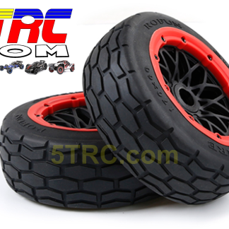Rovan Rofun 170x60 Tires Slate street tires on black wheels with red bead #953012