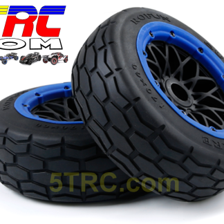 Rovan 170x60 Street Tites Slate street tires on black wheels with blue bead #953014