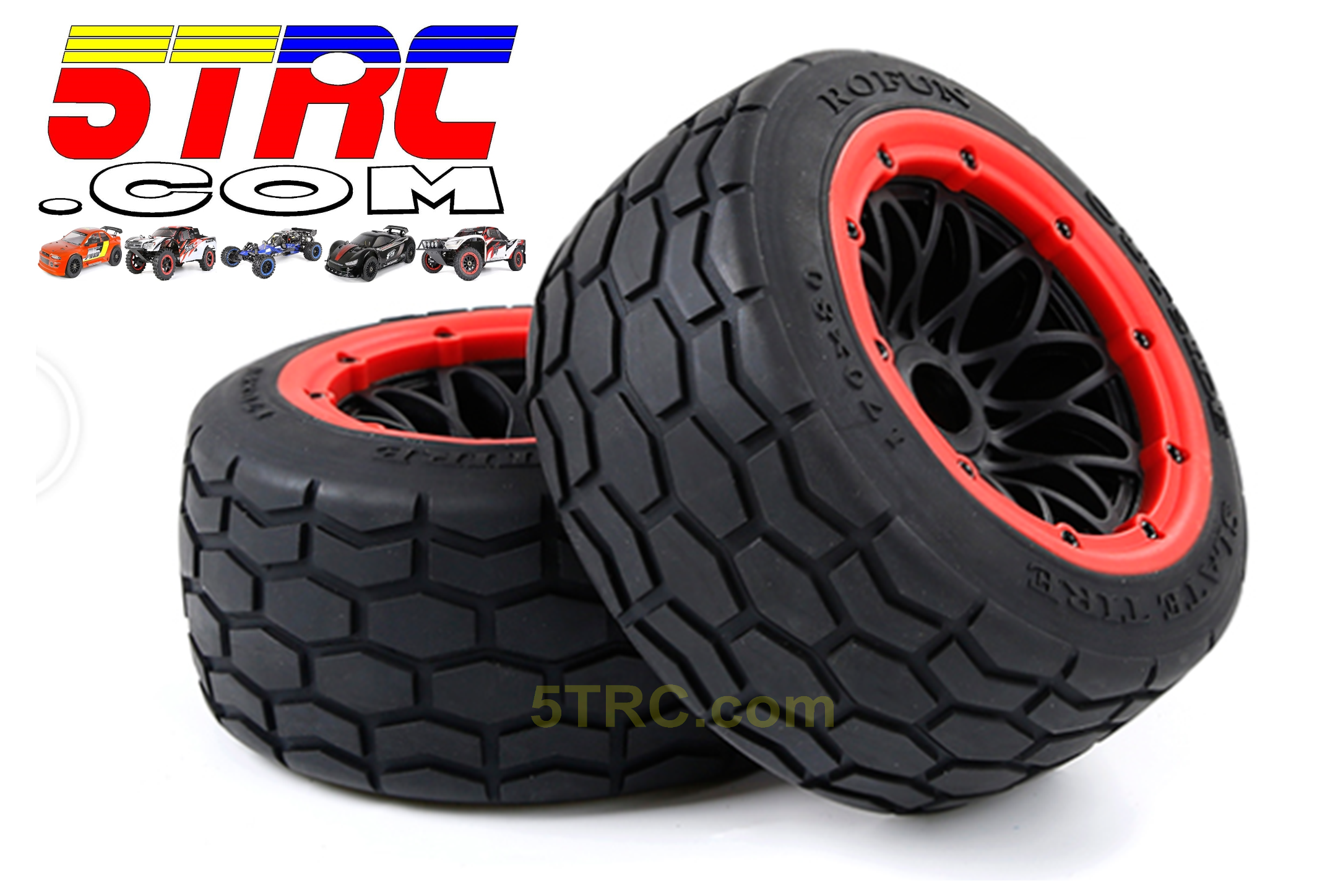 Rovan Rovan 170x80 Tires Slate street tires on black wheels with red bead #953022