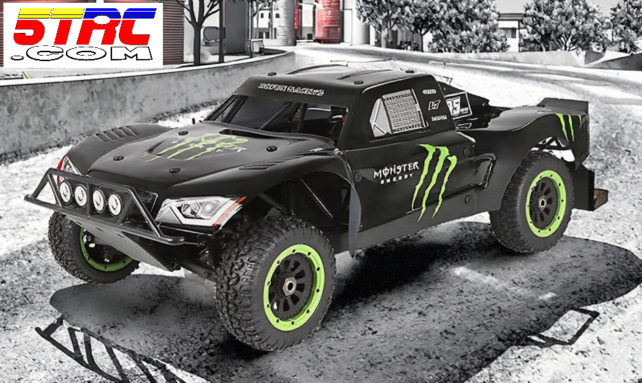 Rovan LT450 1/5 scale black 45cc 4WD gas truck with 3-stage differentials, large fuel tank, roll cage, and 2.4G radio. LT450-BLK-07-45-T-4