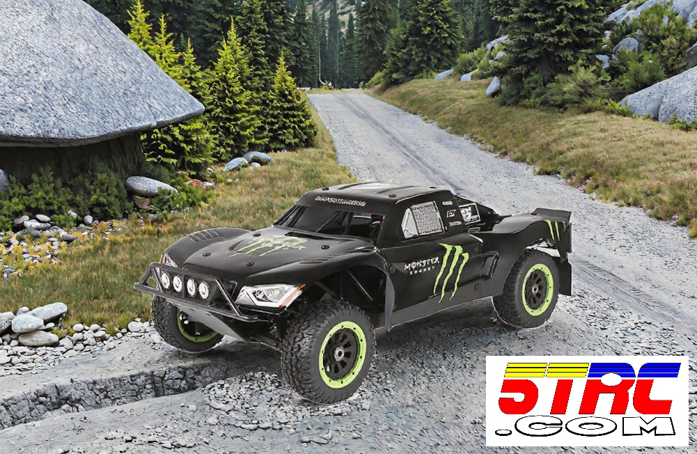 Rovan LT450 1/5 scale black 45cc 4WD gas truck with 3-stage differentials, large fuel tank, roll cage, and 2.4G radio. LT450-BLK-07-45-T-4