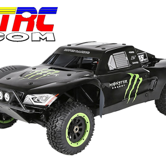 Rovan LT450 1/5 scale black 45cc 4WD gas truck with 3-stage differentials, large fuel tank, roll cage, and 2.4G radio. LT450-BLK-07-45-T-4