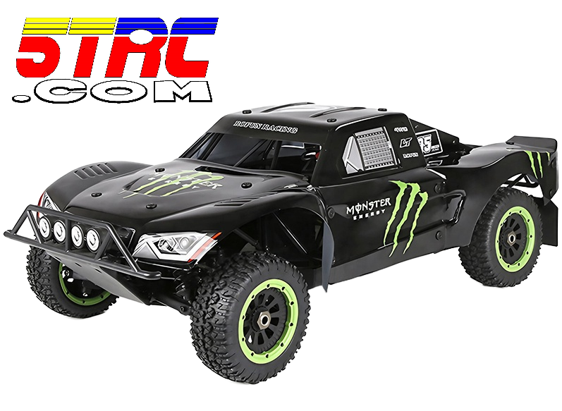 Rovan LT450 1/5 scale black 45cc 4WD gas truck with 3-stage differentials, large fuel tank, roll cage, and 2.4G radio. LT450-BLK-07-45-T-4