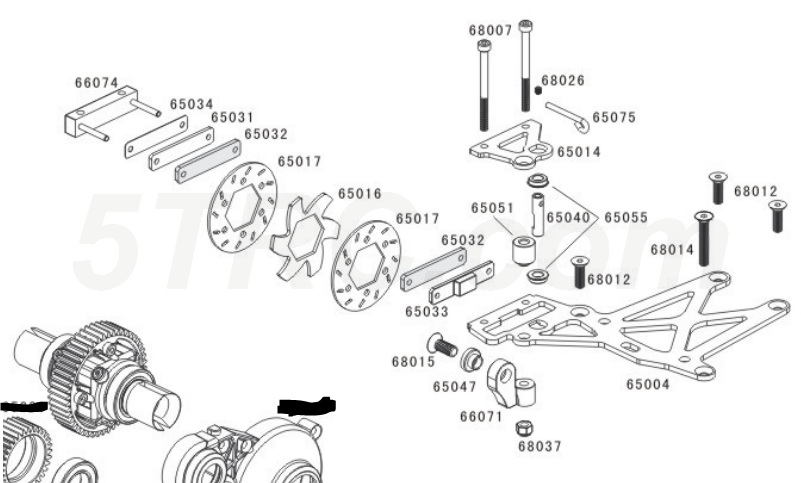 65004 Rofun Front Upper Chassis Plate Shock Tower Mount 15 RC Baja 5B Rovan