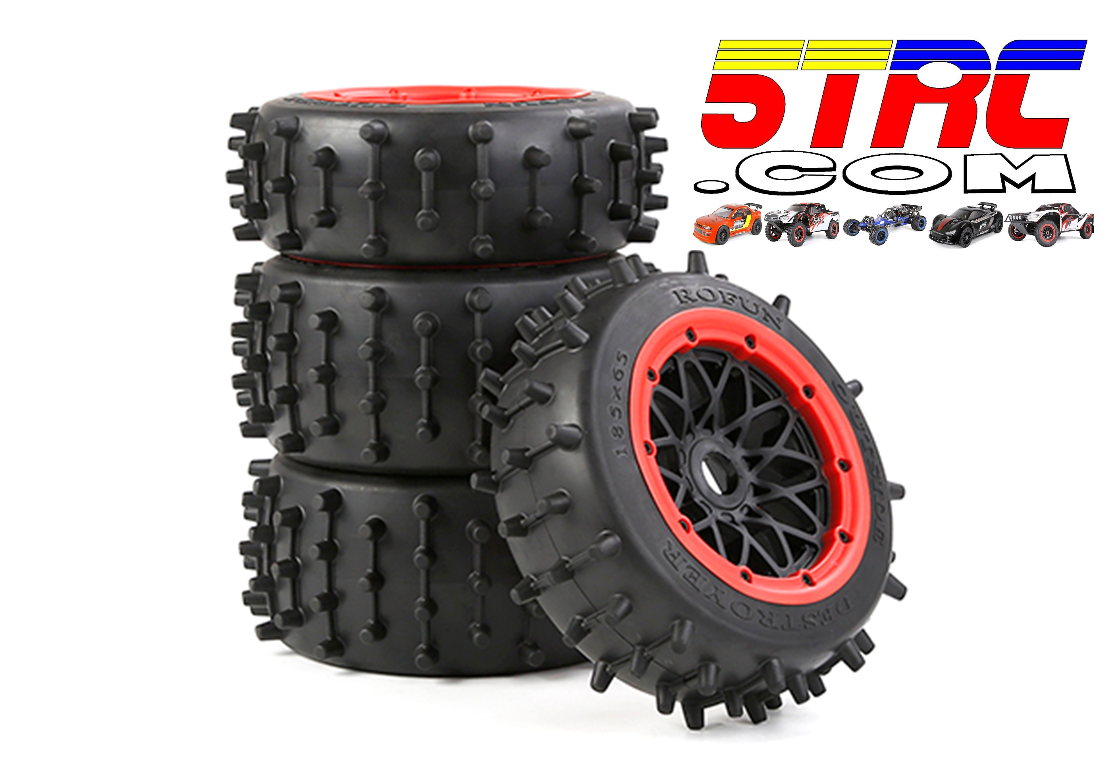 855642 Rofun 5B Large Knobby Tires Red Set HPI Losi Rovan (2)
