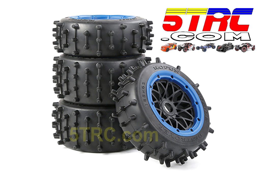 855644 Rofun 5B Large Knobby Tires Blue Set HPI Losi Rovan (2)