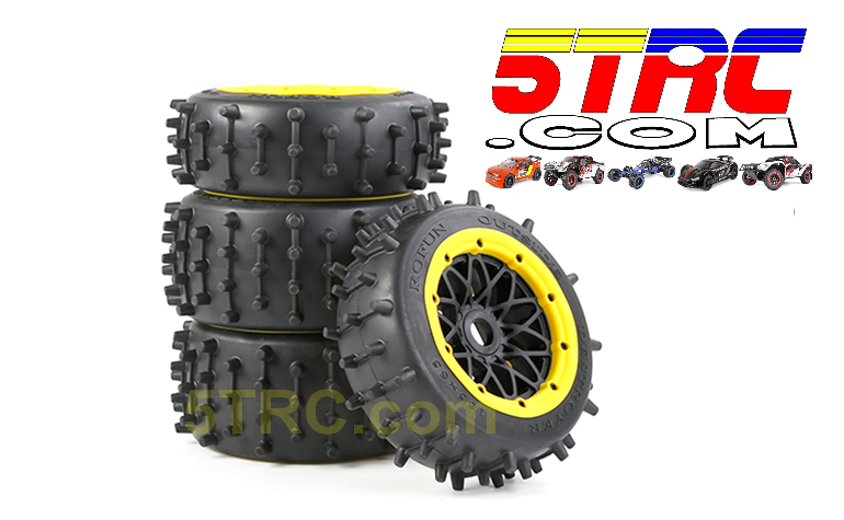 855645 Rofun 5B Large Knobby Tires Yellow Set of 4 HPI Losi Rovan (2)