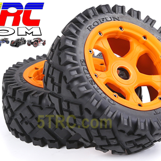 9511723 RC Tires Rofun 15 Gen IV Orange Front Wheels Pair All Terrain Baja 5B Rovan