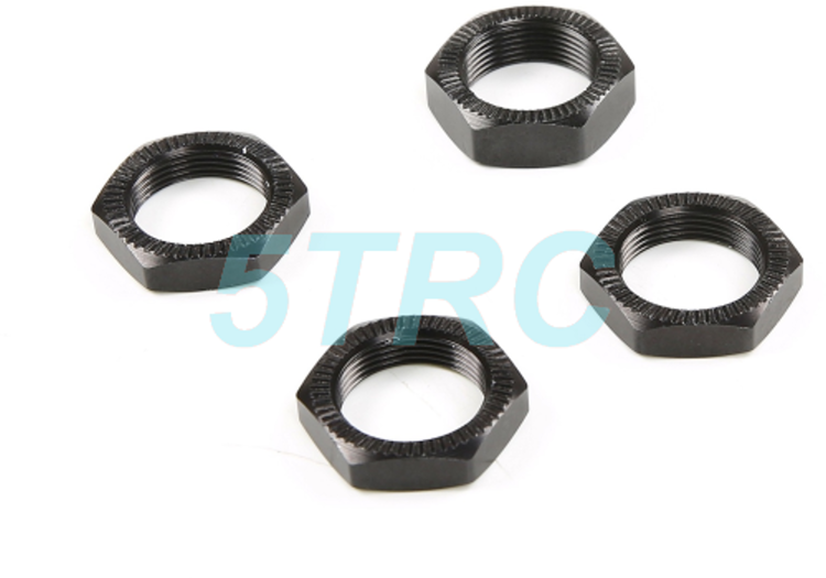 952792 Black Aluminium 18 mm 24 mm Hex Serrated Wheel Nuts Set of 4