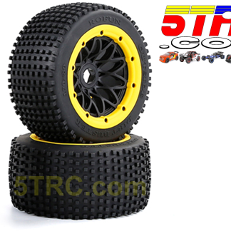 953115 Dirt Buster Rofun 15 RC Rear Tires Wheels Yellow Bead 170x80 Baja 5B Rovan