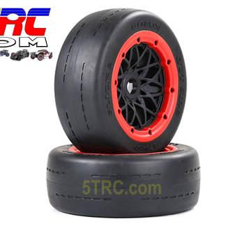 953182 Rofun 15 RC Slicks Front Tires Wheels Red Pair Baja 5B Gen2 Rovan