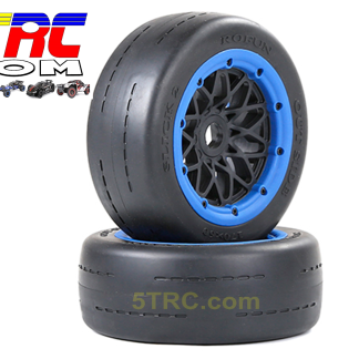 953184 Rofun 15 RC Slicks Front Tires Wheels Blue Pair Baja 5B Gen2 Rovan