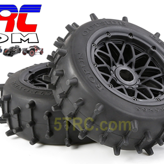 953221 Rofun 15 RC Large Knobby 185x65 Tires Wheels Black Pair Baja 5B Rovan