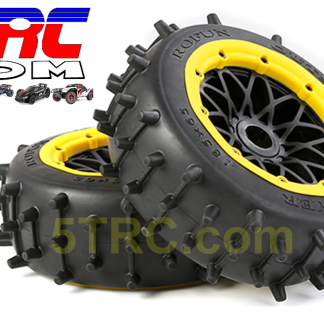 953225 Rofun 15 RC Large Knobby Front Tires Wheels Yellow Pair Baja 5B Rovan