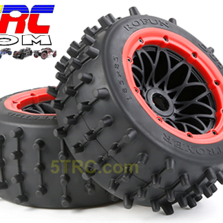 953232 Rear Knobby Rofun 15 RC Large Knobby Rear Tires Wheels Red Pair Baja 5B Rovan