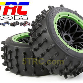 953233 Rear Knobby Rofun 15 RC Large Knobby Rear Tires Wheels Green Pair Baja 5B Rovan