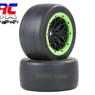 953193 Rofun 15 RC 5B Gen 2 Rear Slick Tires Wheels Green Bead Pair Rovan (3)