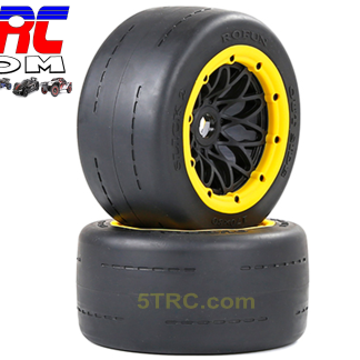 953195 Rofun 15 RC 5B Gen 2 Rear Slick Tires Wheels Yellow Pair Rovan (2)