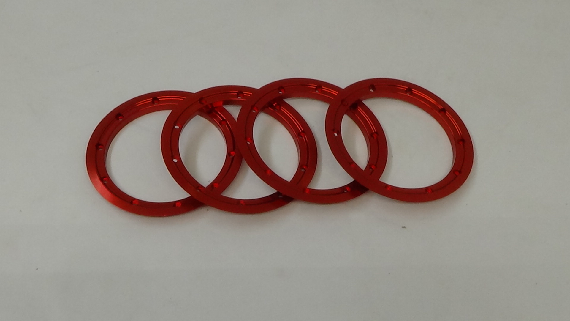 855301 Rofun Baja 5B CNC Aluminum 5-Star Beadlock Wheel Rim Set Red 4pc HPI Losi Rovan (1)