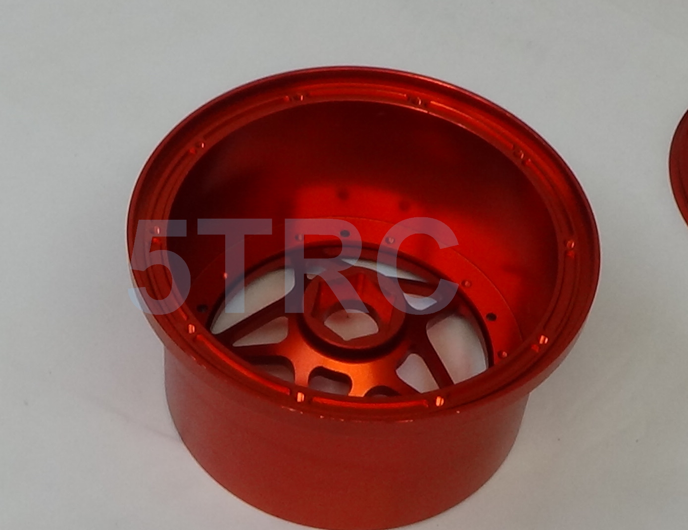 855301 Rofun Baja 5B CNC Aluminum 5-Star Beadlock Wheel Rim Set Red 4pc HPI Losi Rovan (10)