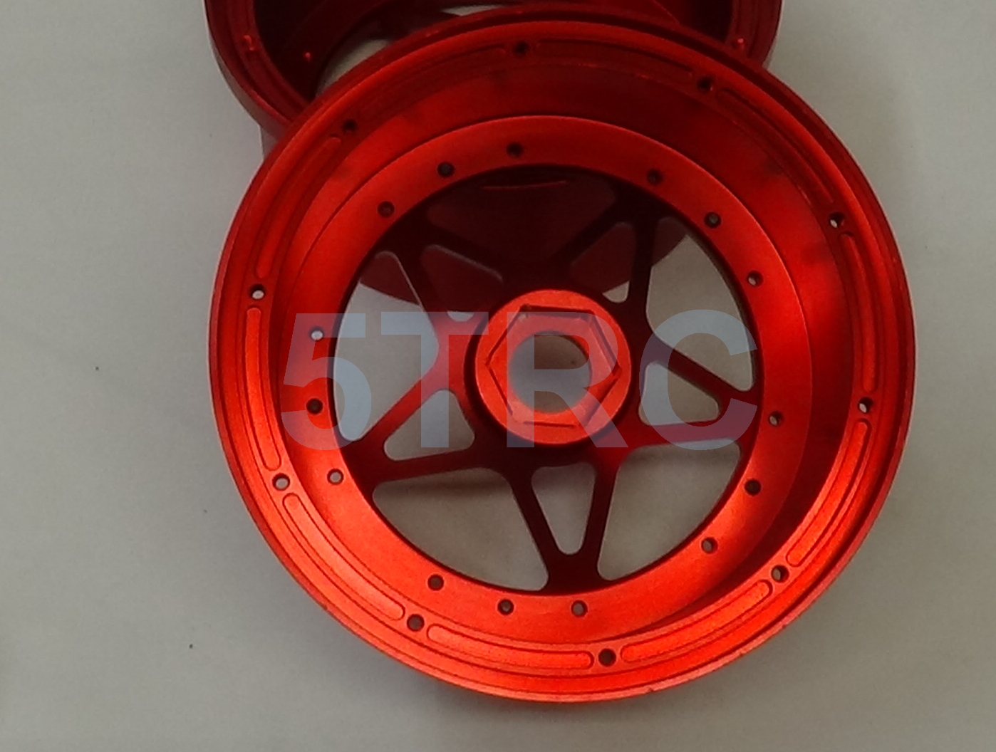 855301 Rofun Baja 5B CNC Aluminum 5-Star Beadlock Wheel Rim Set Red 4pc HPI Losi Rovan (12)