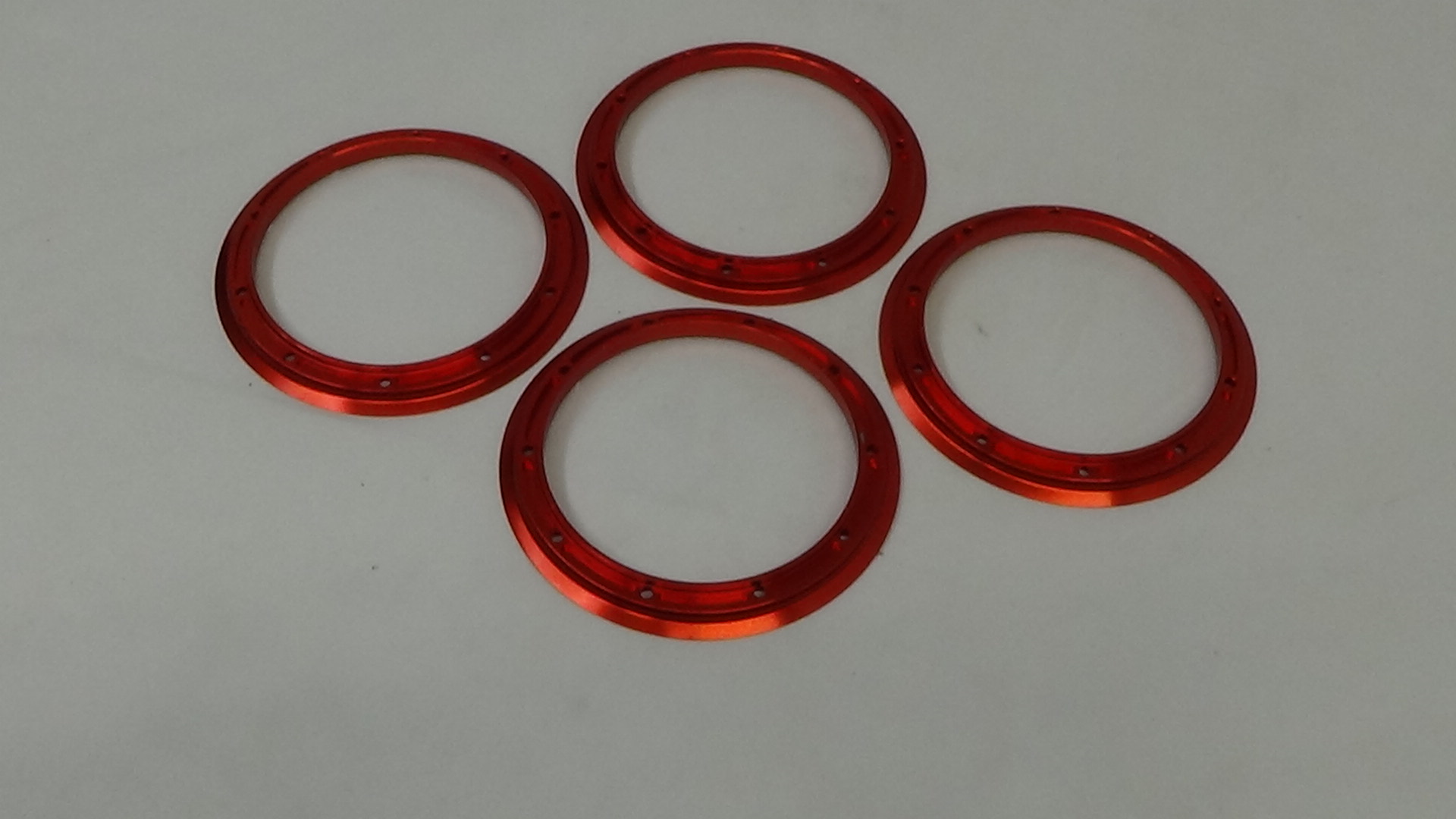 855301 Rofun Baja 5B CNC Aluminum 5-Star Beadlock Wheel Rim Set Red 4pc HPI Losi Rovan (2)