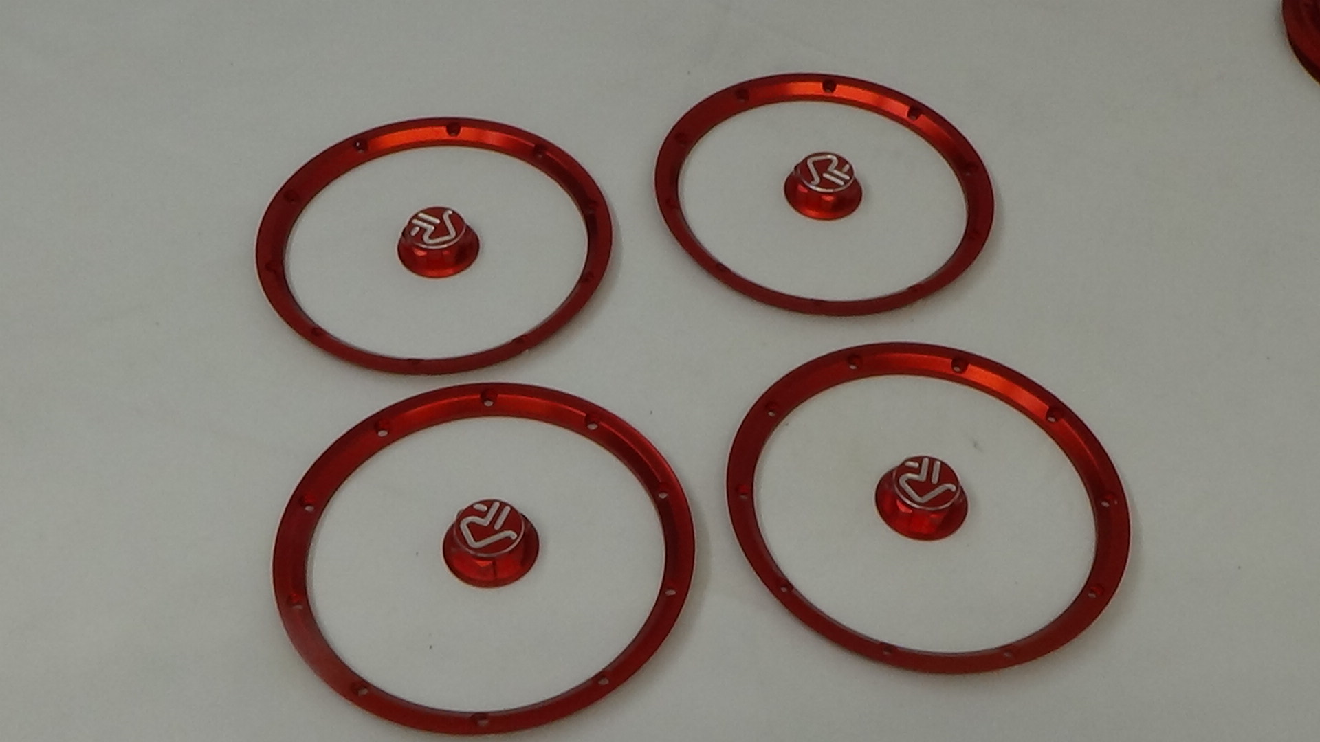855301 Rofun Baja 5B CNC Aluminum 5-Star Beadlock Wheel Rim Set Red 4pc HPI Losi Rovan (3)