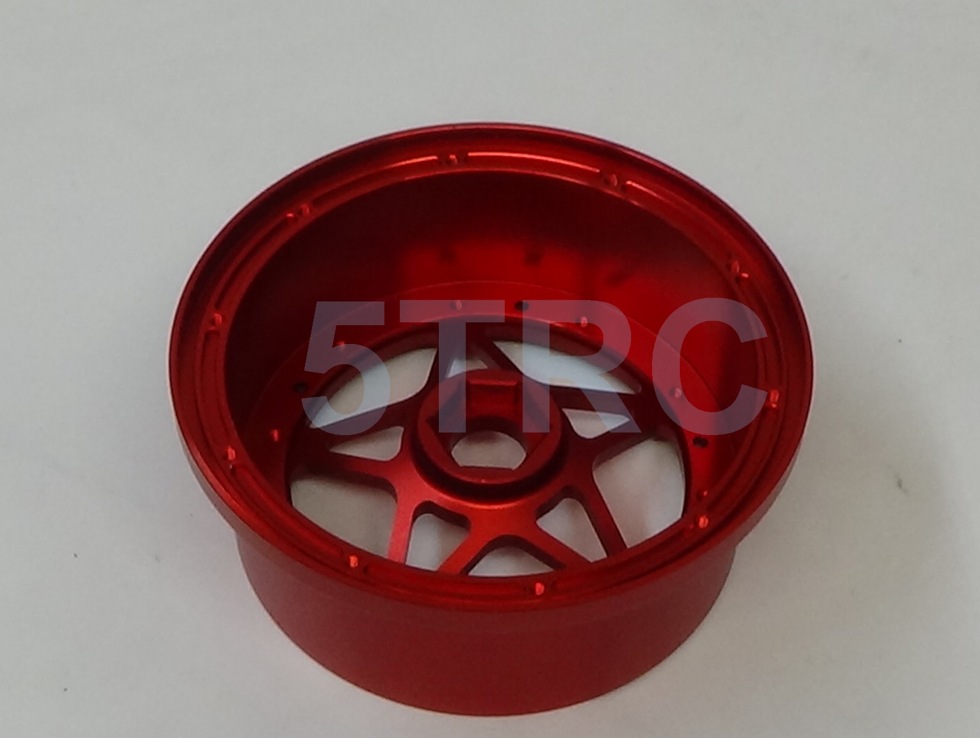 855301 Rofun Baja 5B CNC Aluminum 5-Star Beadlock Wheel Rim Set Red 4pc HPI Losi Rovan (6)