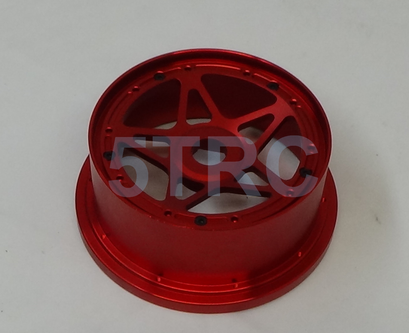 855301 Rofun Baja 5B CNC Aluminum 5-Star Beadlock Wheel Rim Set Red 4pc HPI Losi Rovan (7)