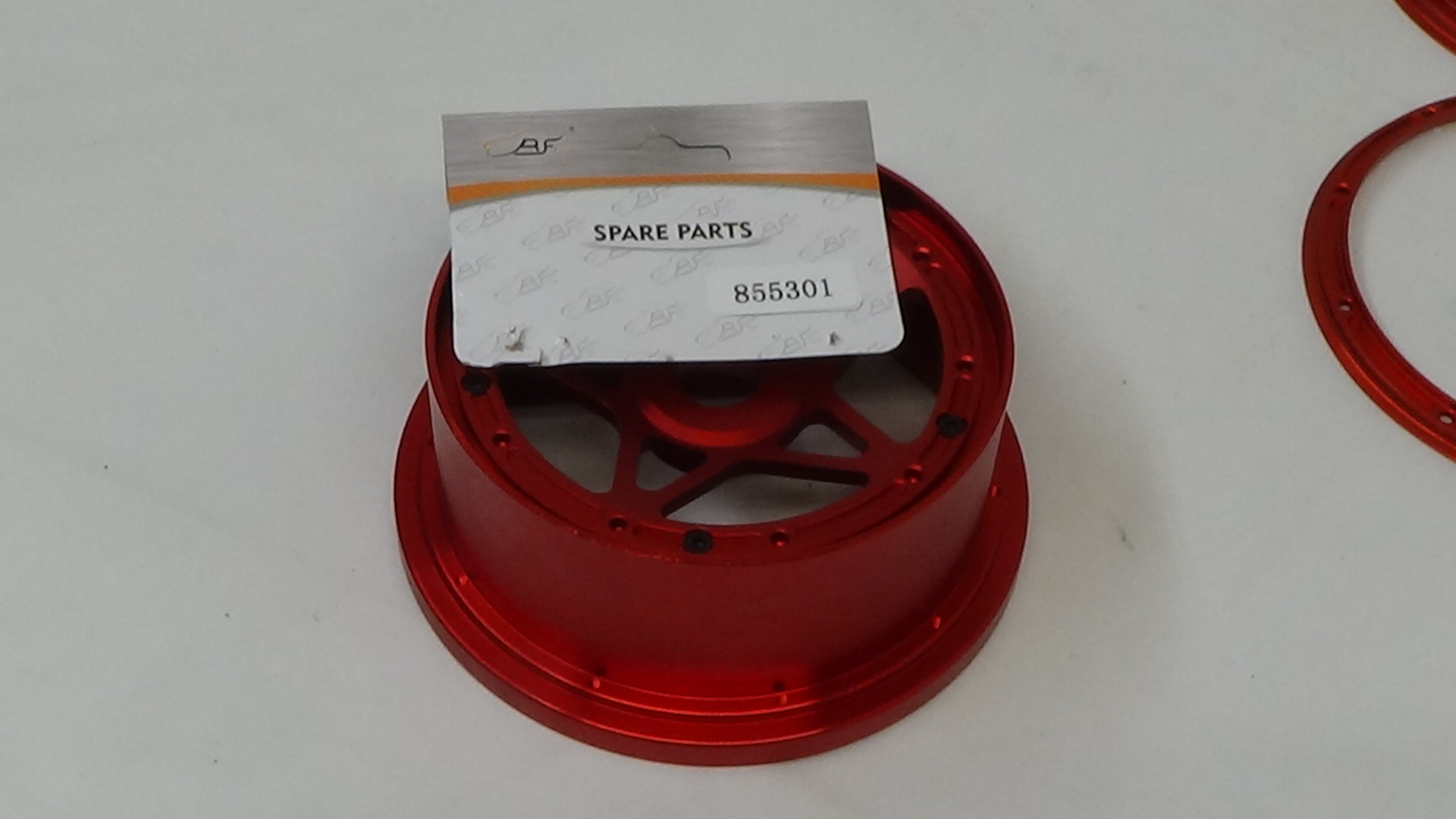 855301 Rofun Baja 5B CNC Aluminum 5-Star Beadlock Wheel Rim Set Red 4pc HPI Losi Rovan (8)