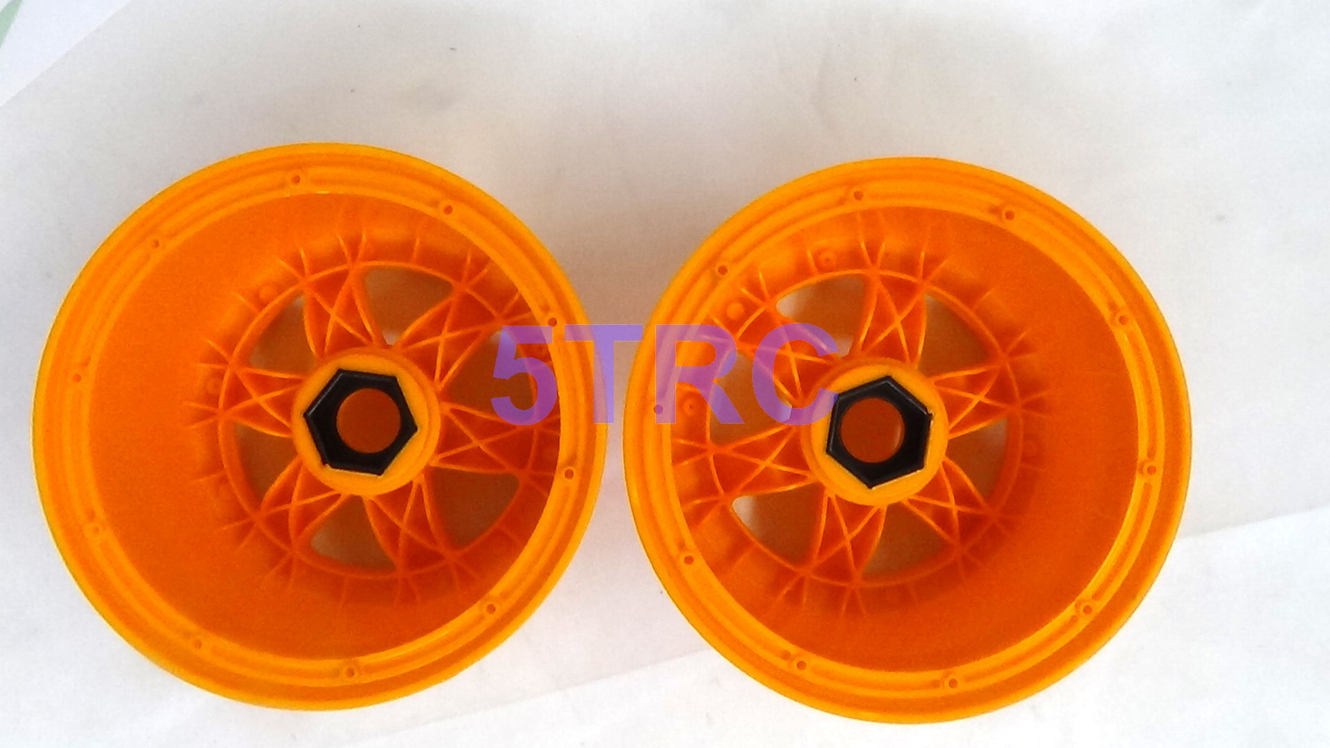 950283 Rovan Baja 5B Rear Orange Nylon Wheel Rims Pair 24mm Hex HPI Losi Rofun (4)