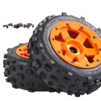 850733 e Rofun 15 RC Orange Nylon Wheel Hub Gen-2 MT Tires Front Pair 5B Rovan